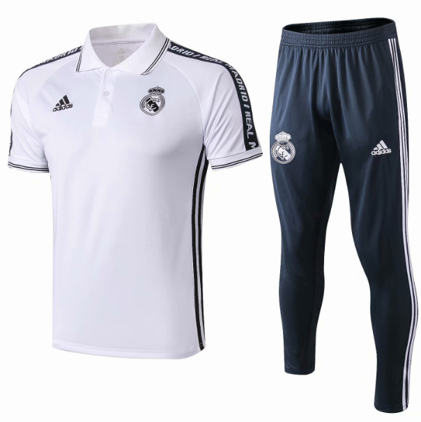 Real Madrid 2019/20 White Polo Shirts + Pants Suit